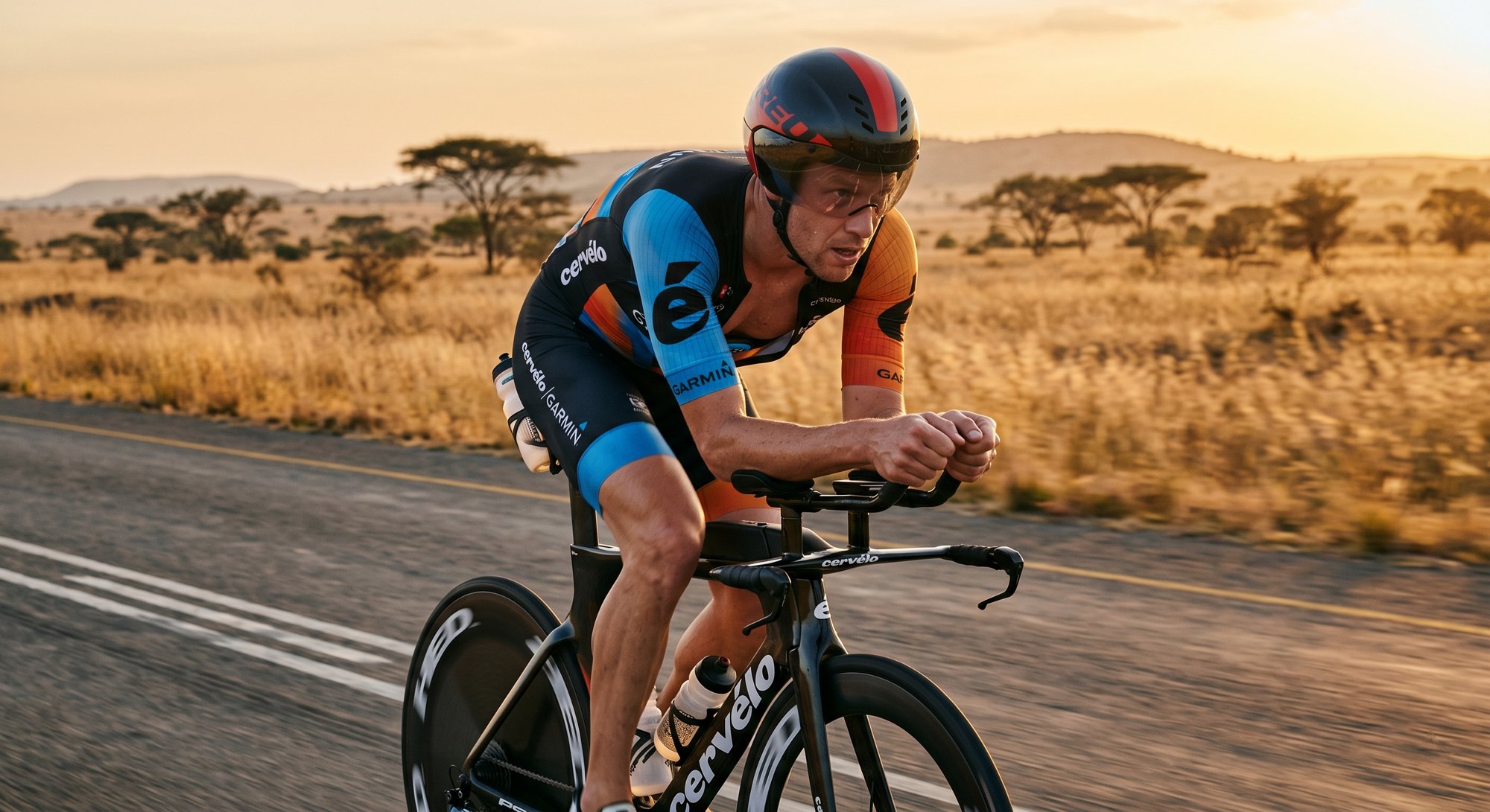 Cyclist on an open road