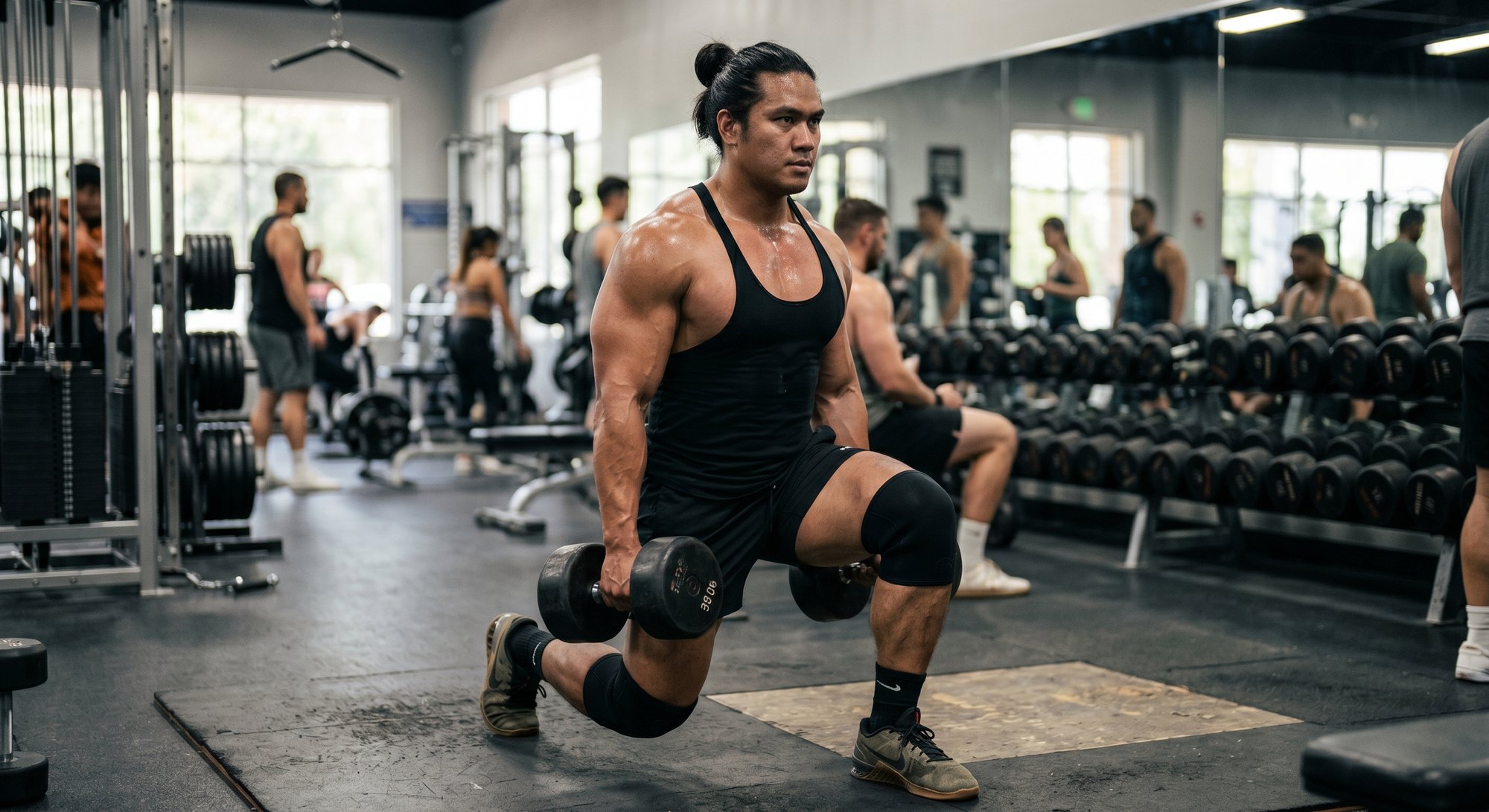Lifting weights in the gym